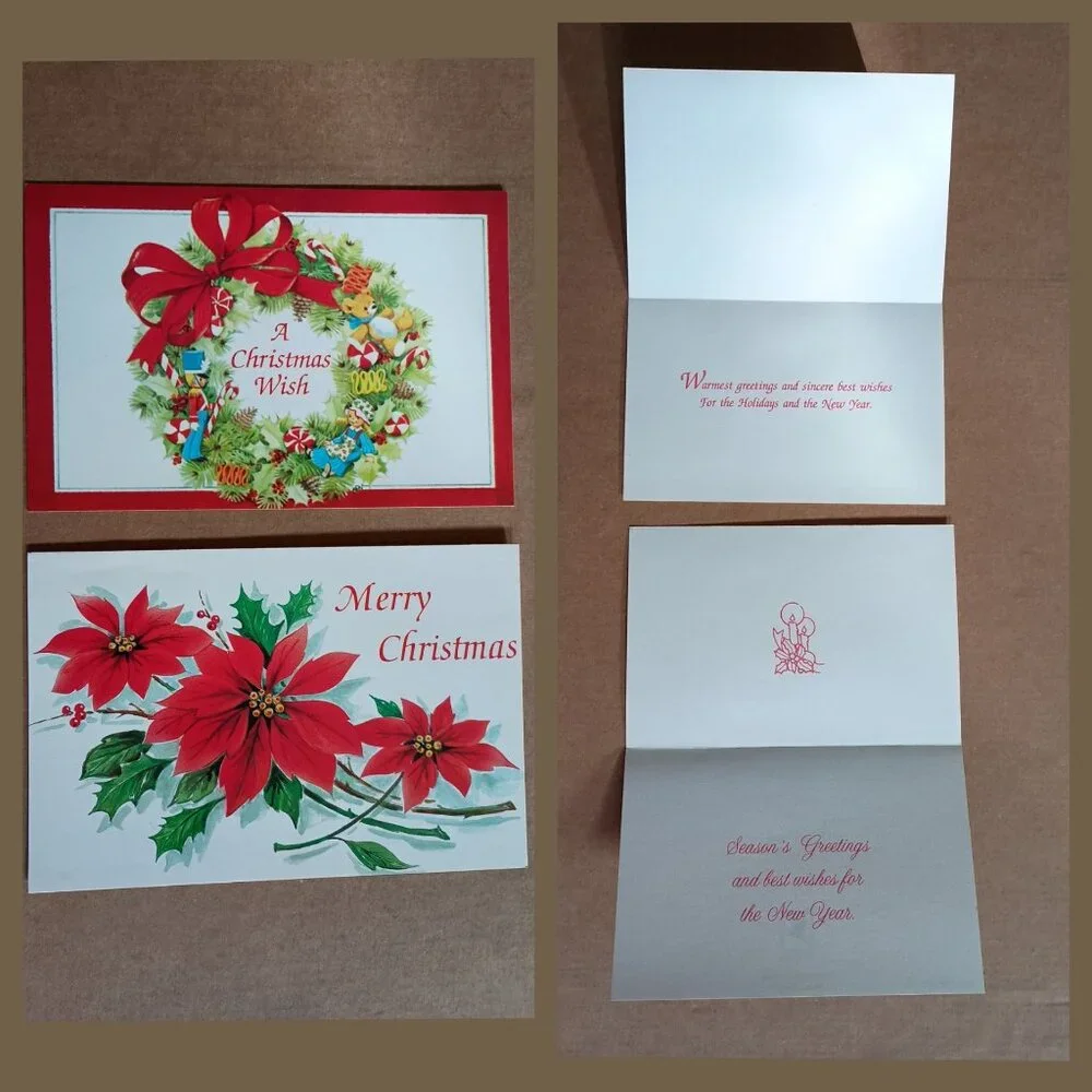 20 unused vintage Christmas holiday greeting cards with envelopes